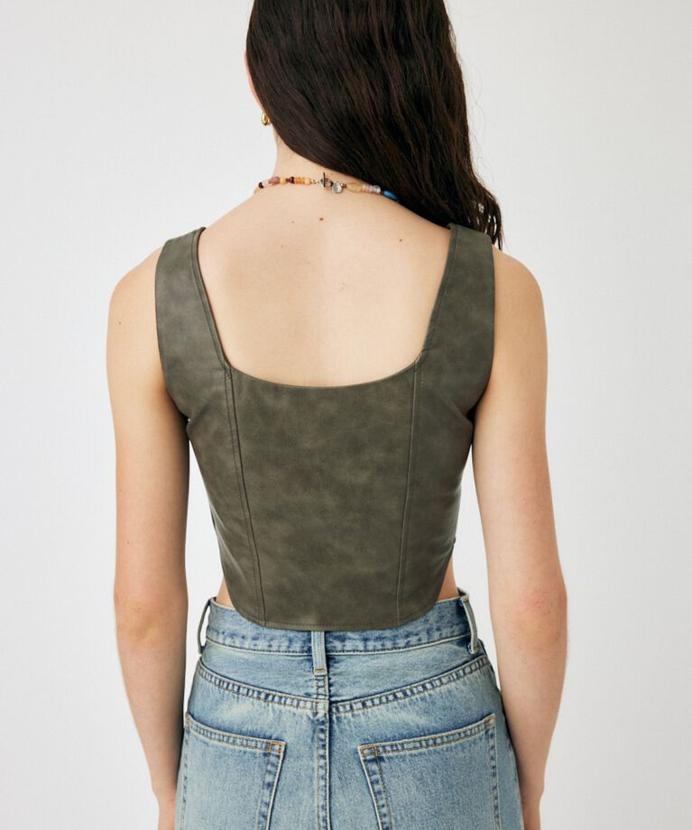MOUSSY「F/LEATHER BUSTIER トップス」|キャミソール|