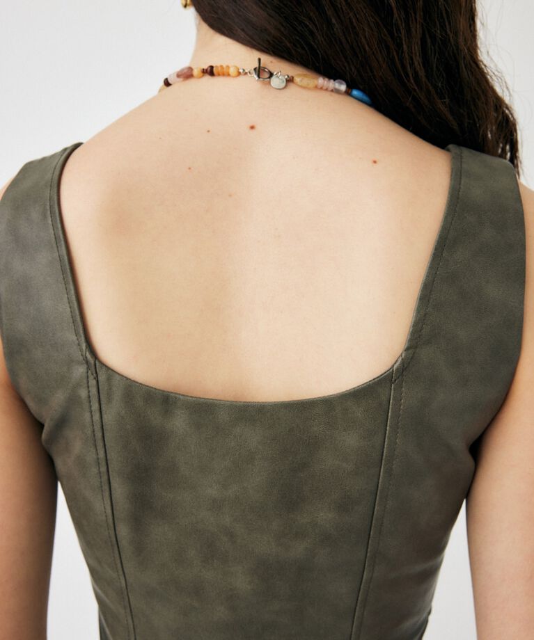 MOUSSY「F/LEATHER BUSTIER トップス」|キャミソール|