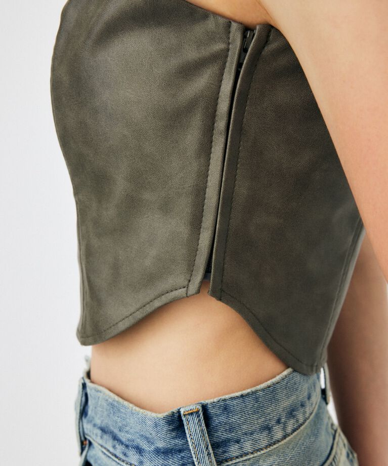 MOUSSY「F/LEATHER BUSTIER トップス」|キャミソール|