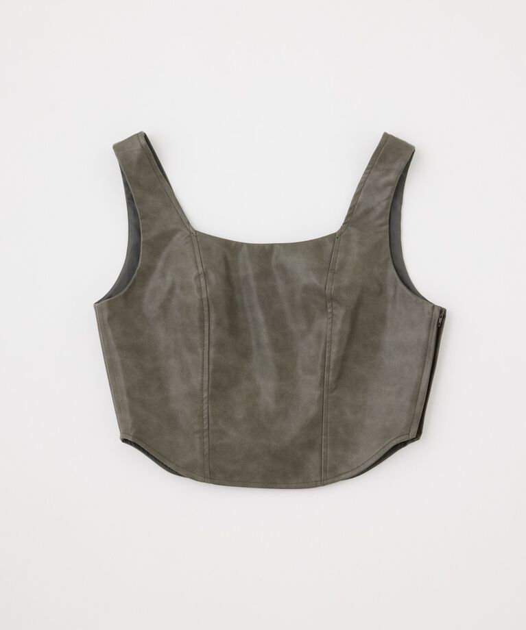 MOUSSY「F/LEATHER BUSTIER トップス」|キャミソール|
