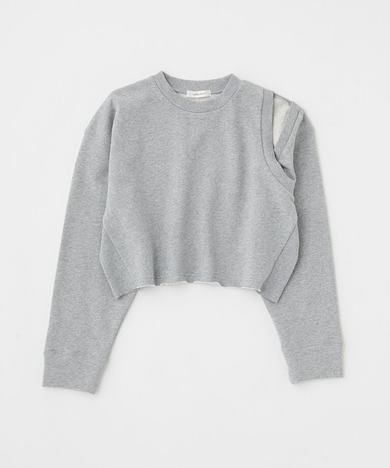 MOUSSY「SHOULDER CUT CROPPED トップス」|パーカー|