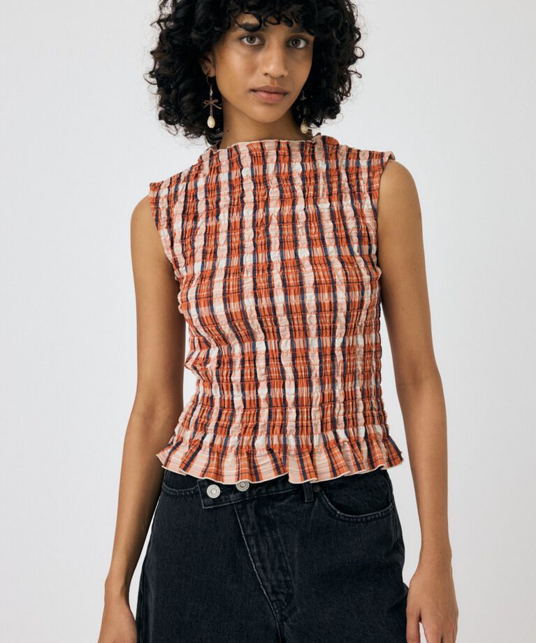 MOUSSY「SHIRRING SLEEVELESS トップス」|その他|柄ORG5