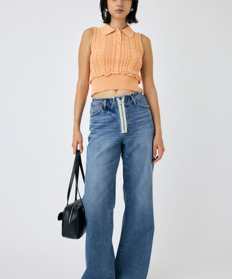MOUSSY「CABLE KNIT POLO タンク」|タンクトップ|