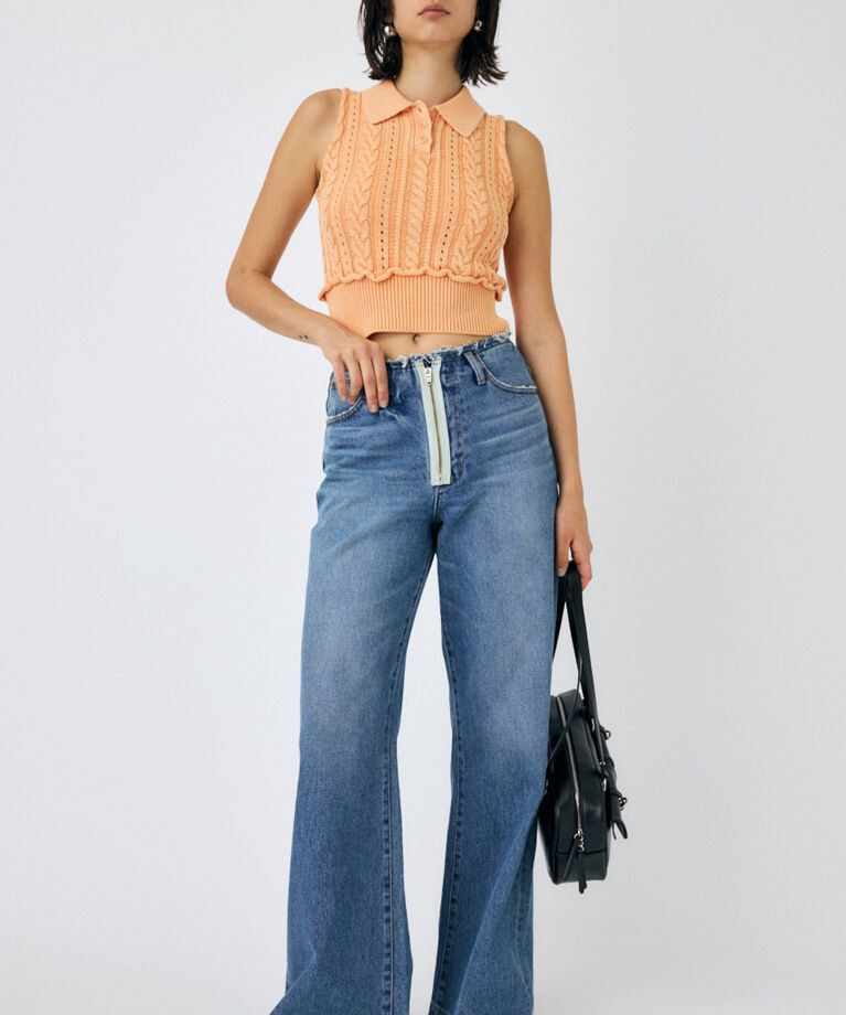 MOUSSY「CABLE KNIT POLO タンク」|タンクトップ|