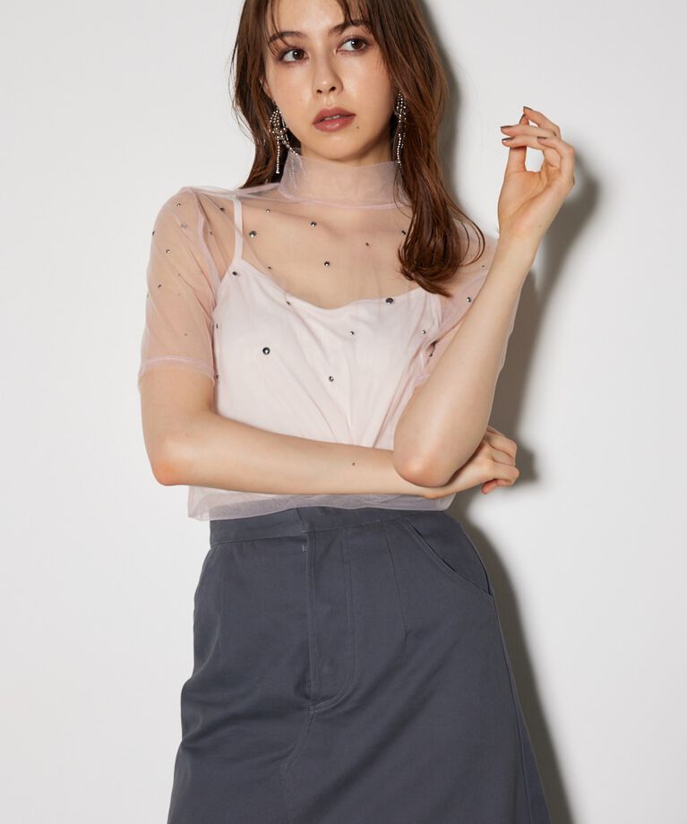 rienda「メタルボールシアートップス」|Tシャツ・カットソー|L/PNK1