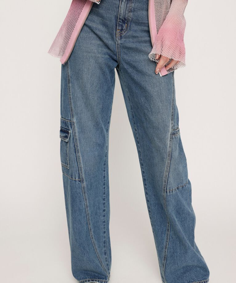 SLY「JW SLANT SEAM MID STRAIGHT-B」|デニム|BLU