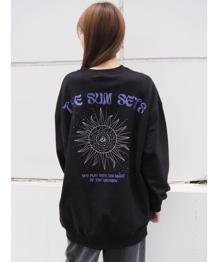 EVRIS「SUNNY GRAPHIC BIGスウェットトップス」|スウェット・ジャージ|ブラック