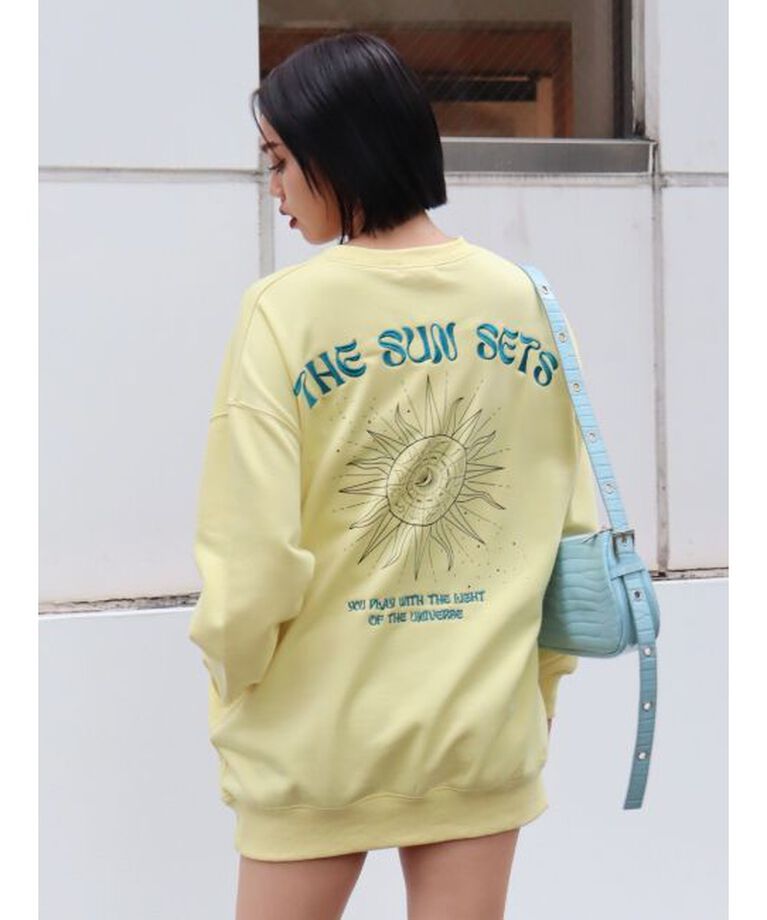 EVRIS「SUNNY GRAPHIC BIGスウェットトップス」|スウェット・ジャージ|イエロー