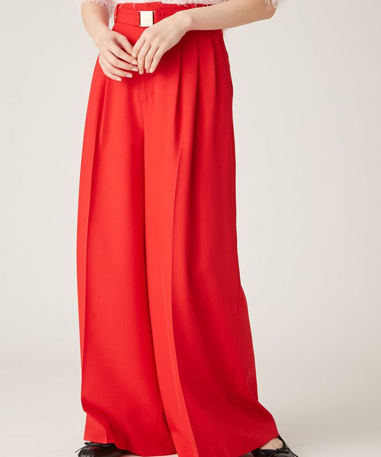 LILY BROWN「3タックベルトセットワイドパンツ」|チノ|RED