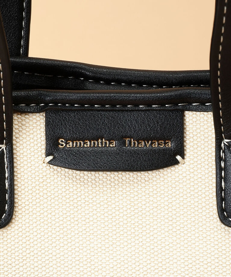 Samantha Thavasa「キャンバスデザイン 合皮スクエアトートバッグ 小サイズ」|トートバッグ|